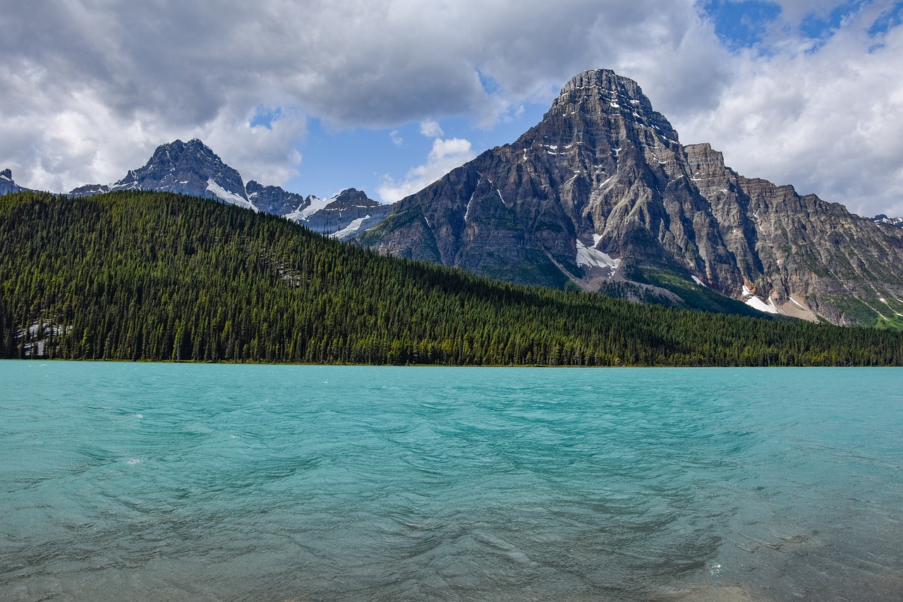 lake, mountains, trees